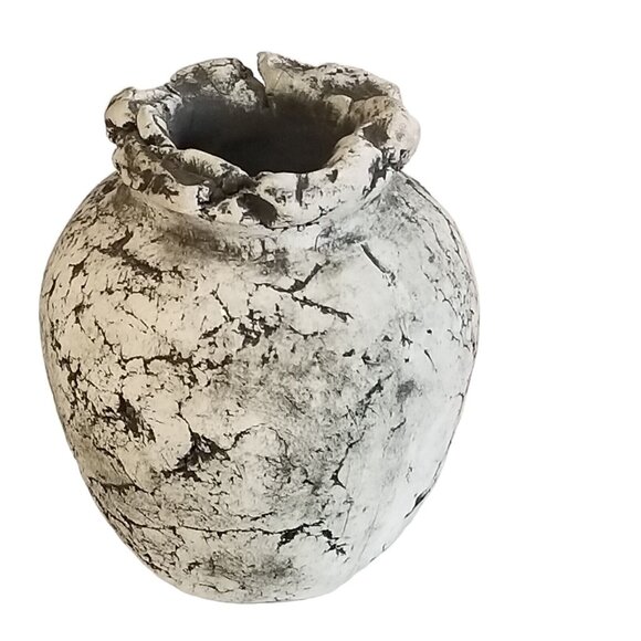 Stan Langtwait Shapes of Clay 4" Vase Brutalist Organic Texture Vintage Signed